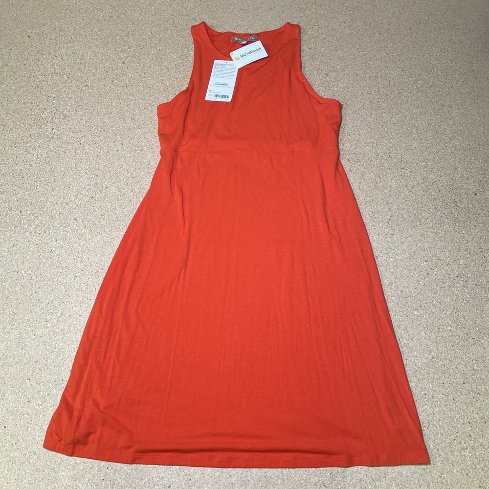 Athleta Santorini High Neck Solid Dress Orange Womens Medium Athleisure Modal C1