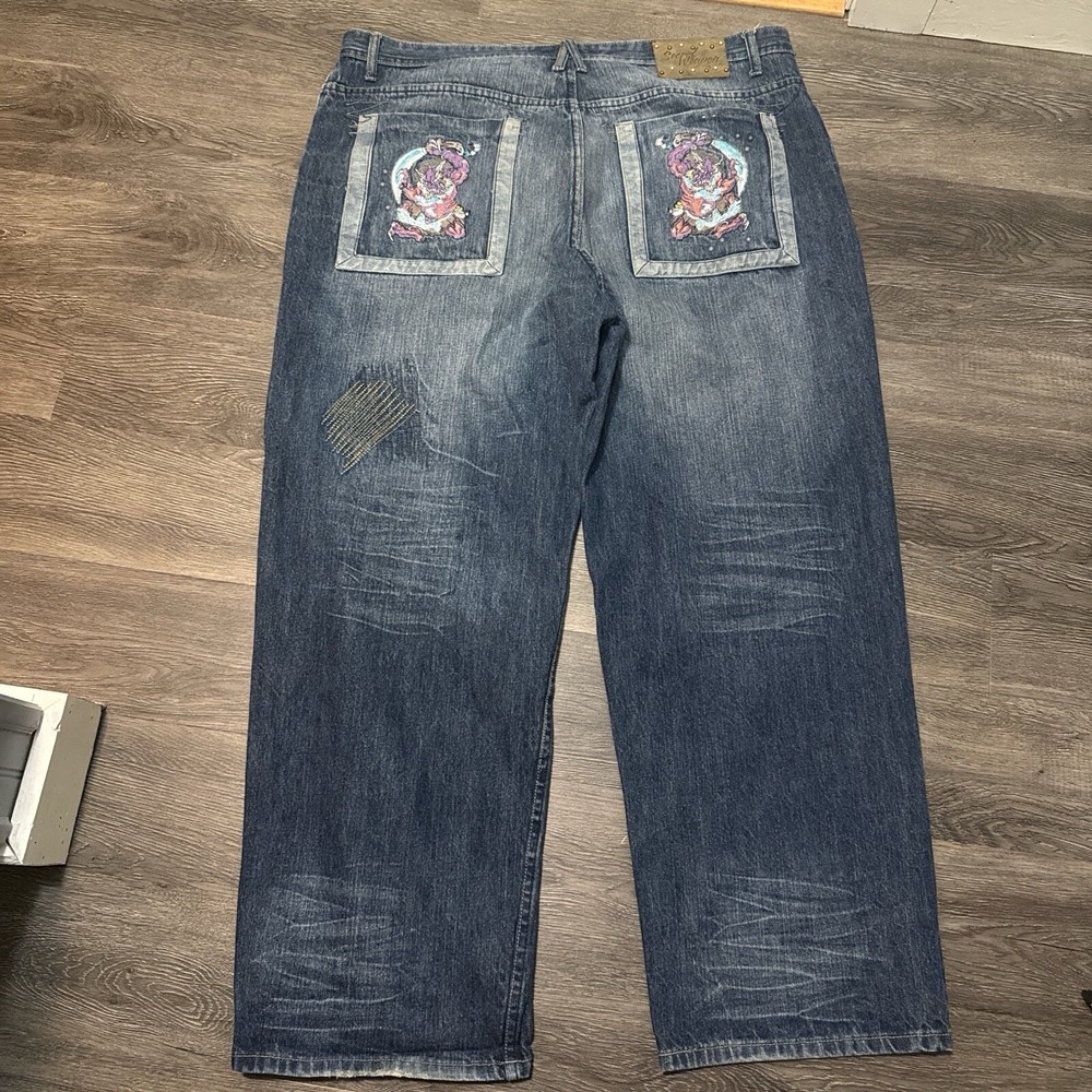 Vintage Y2K Southpole Baggy Skater Jeans for Men 42x32 Loose Grunge Wide Leg