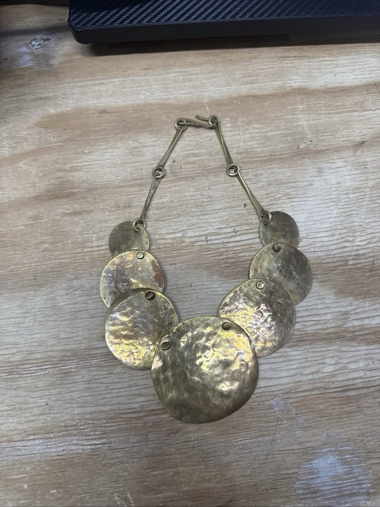 Vintage 1984 Joseph Boris Brutalist Brass Handmade Necklace
