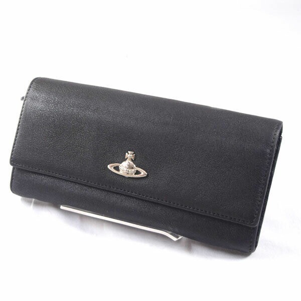 Vivienne Westwood Orb Bifold Long Wallet Leather Black Used Condition B