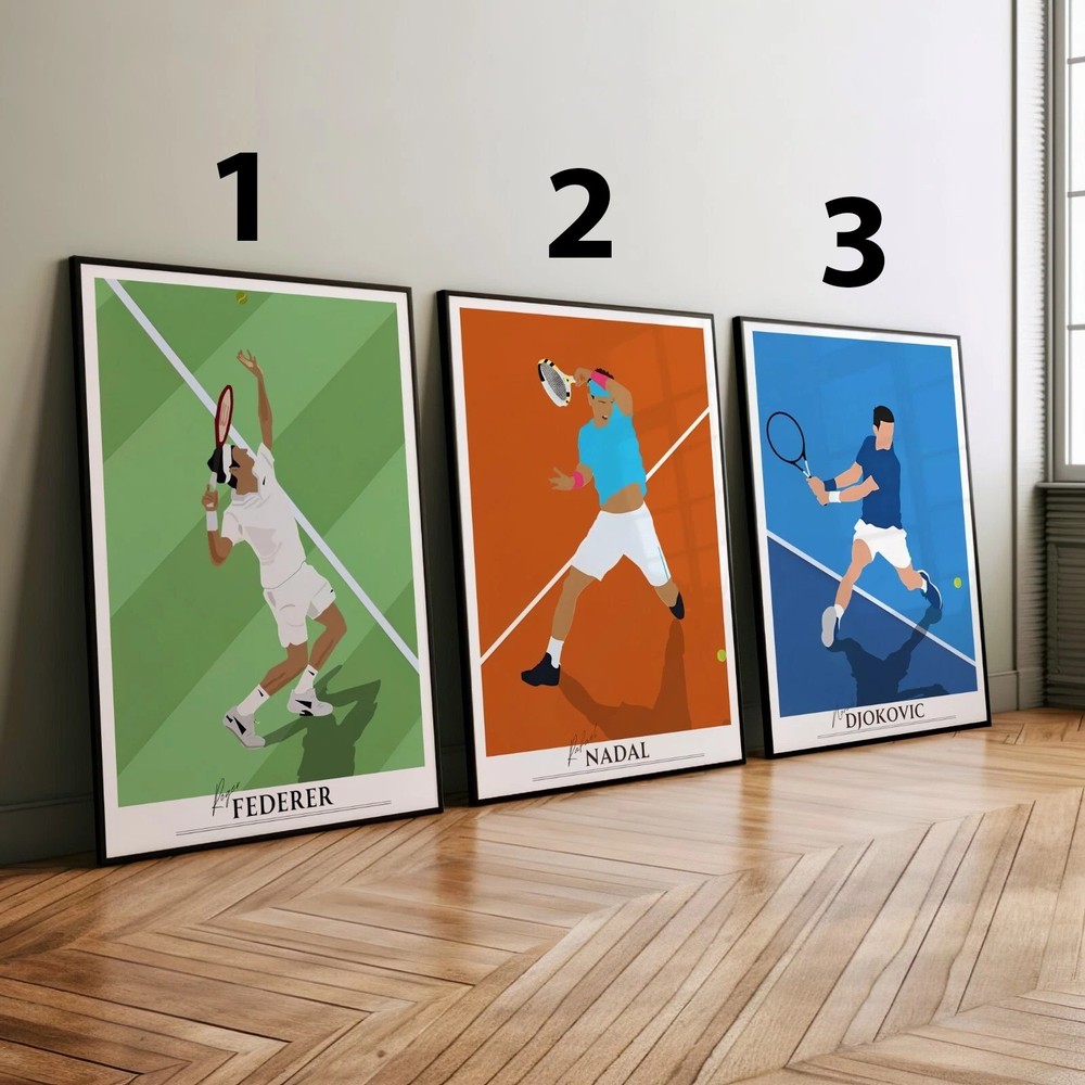 Federer Nadal Djokovic Tennis Legends Minimal Sports Poster