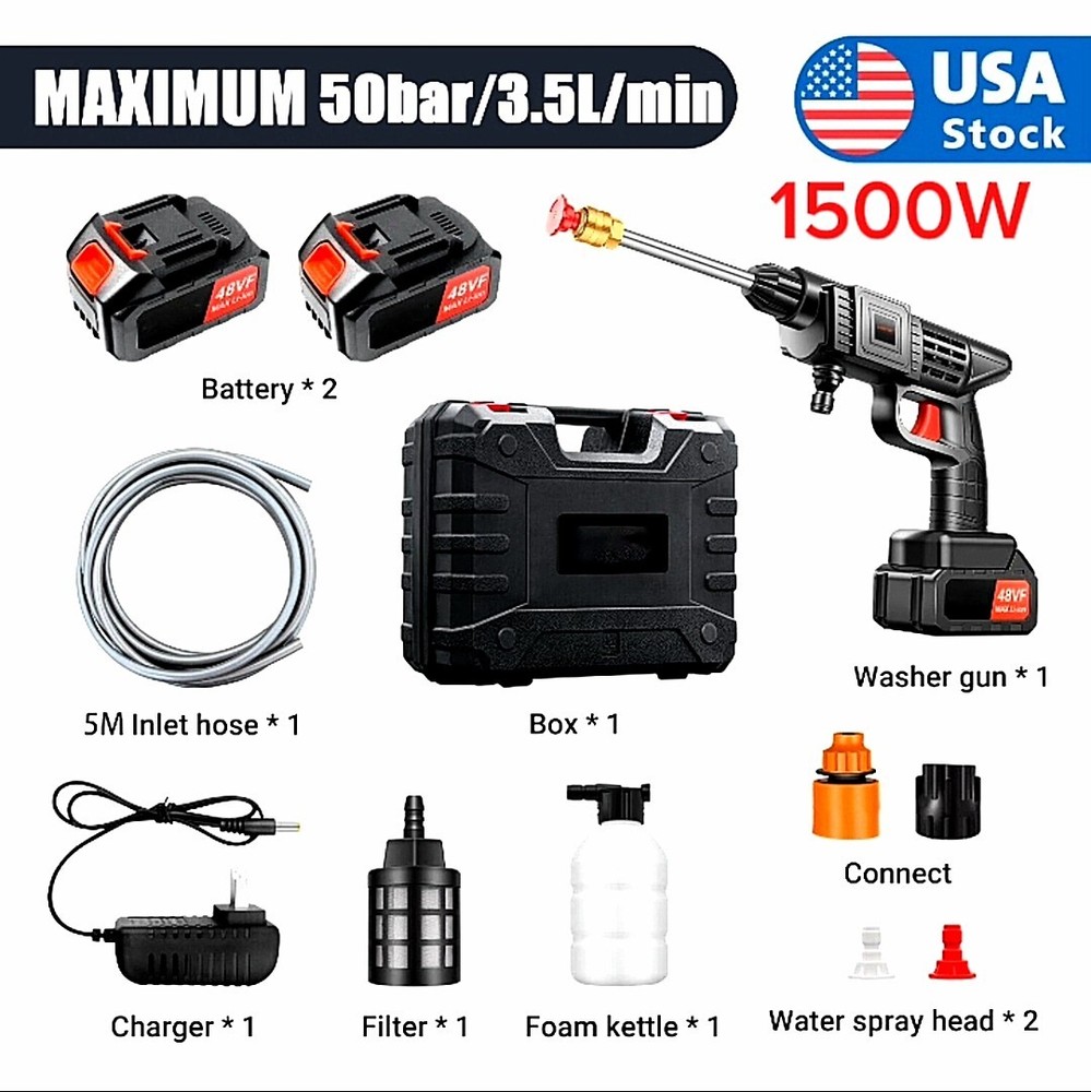 2025 Cordless Electric High-Pressure Car Washer Spray Gun Portable Water Cleaner