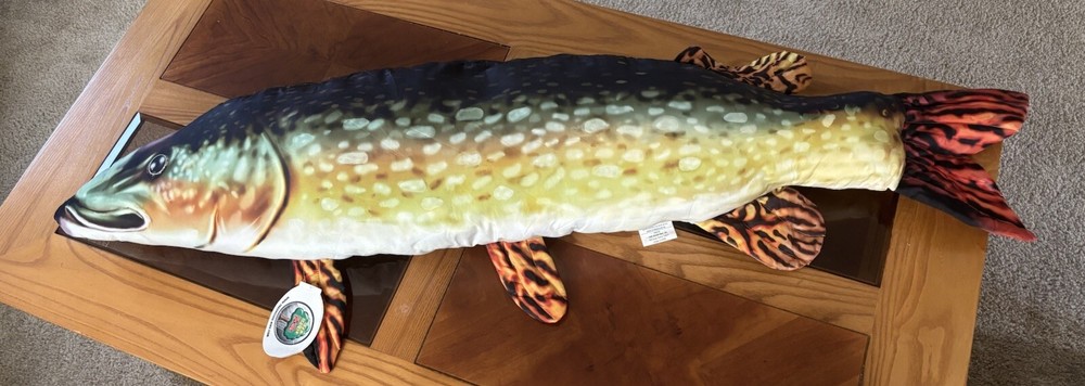 Tree House Kids Giant Fish Body Pillow Northern Pike Plush Stuffed Animal