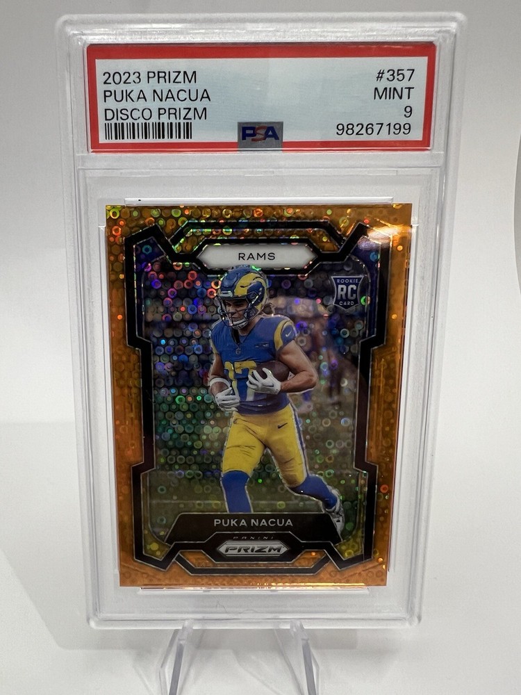 Puka Nacua 2023 Prizm Orange Disco PSA 9 MINT #357 RC Rookie Rams