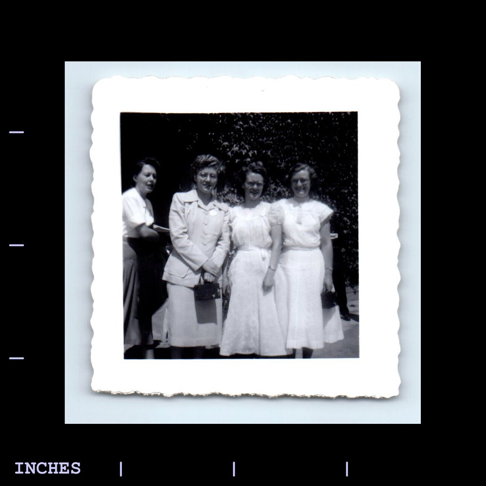 Old Vintage Photo WOMEN STANDING OUTSIDE KODAK BROWNIE CAMERA