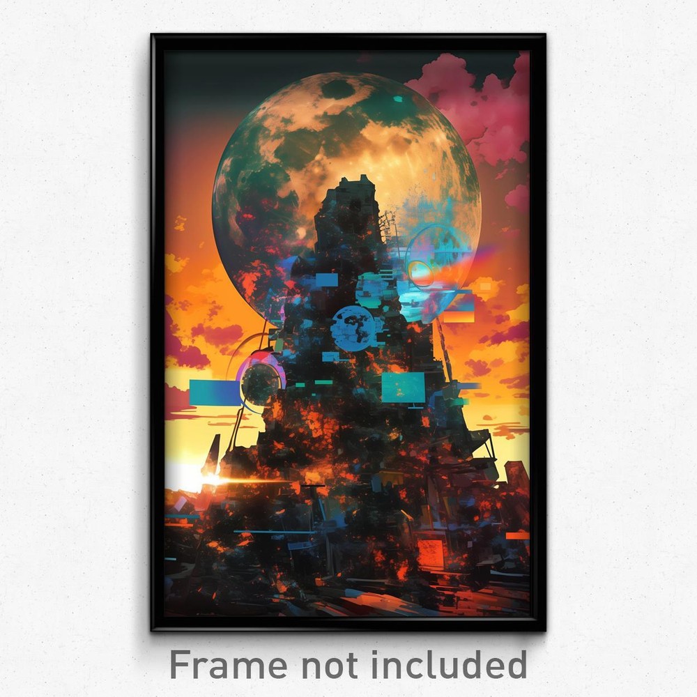 Psychedelic Trippy Retro Cartoon Film Print Glossy Castle Movie Art Poster