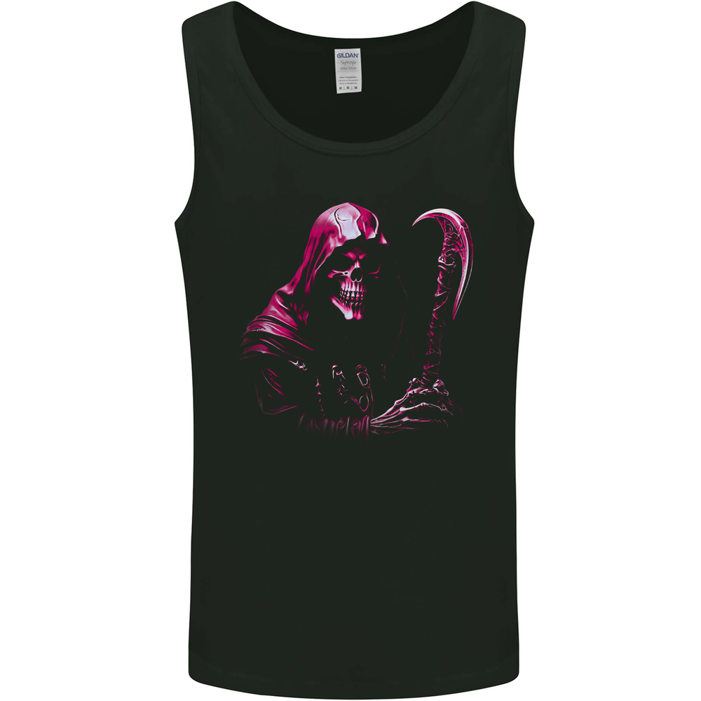 The Grim Reaper and Sythe Skull Design 3 Mens Vest Tank Top