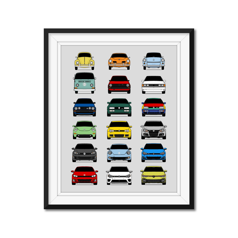 VW Best Inspired Poster Print Art Generations History Evolution