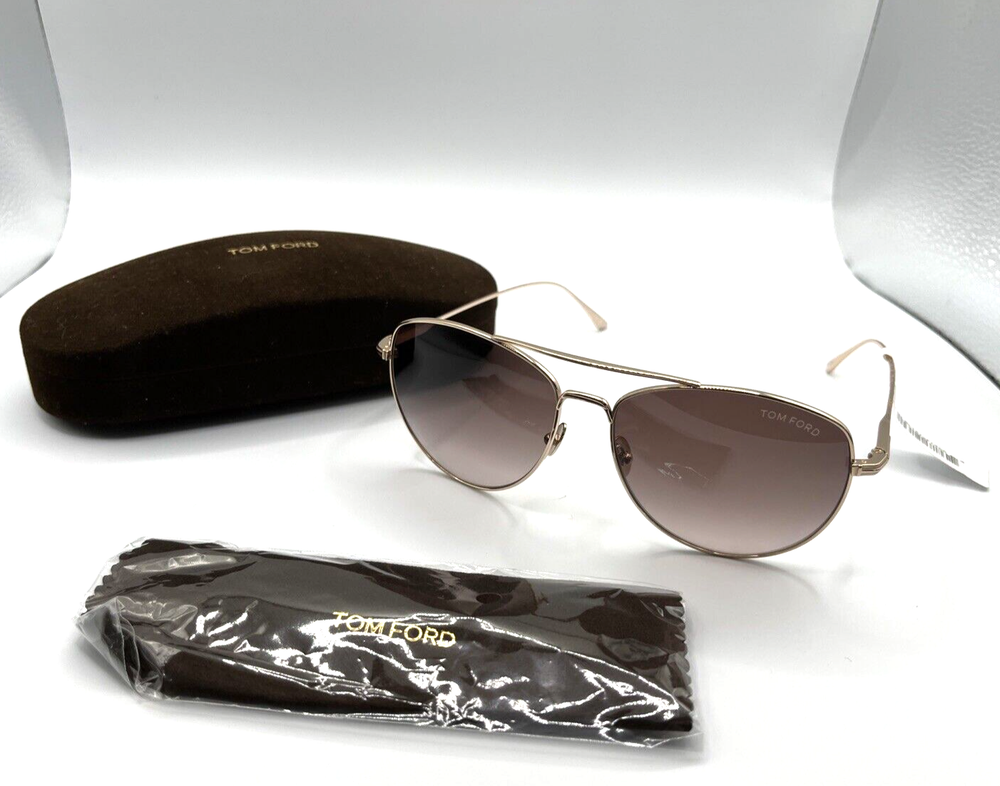 Tom Ford women's 59MM Milla Titanium Aviator Sunglasses -Gold / Brown -msrp $575