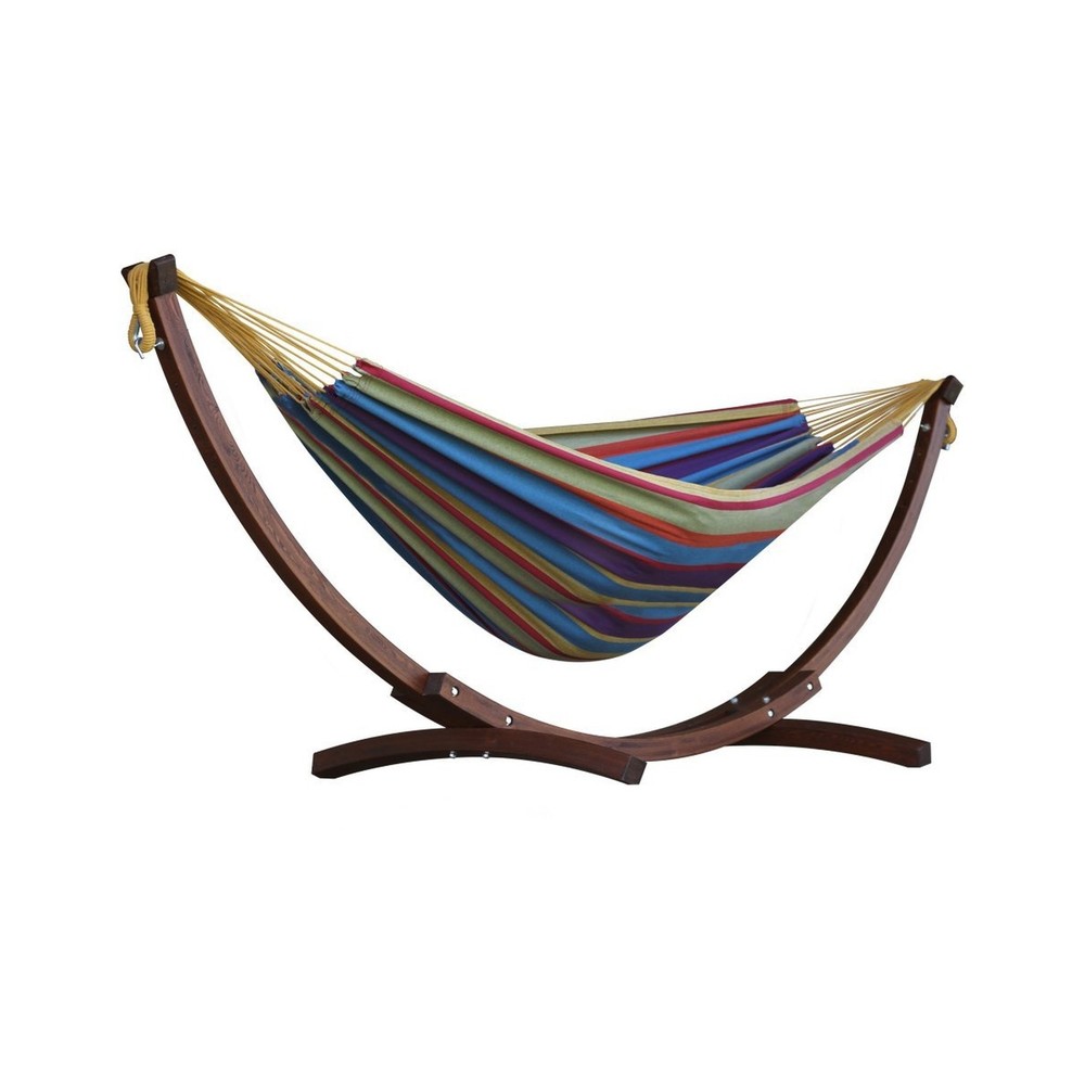 Vivere C8SPCT-20 Solid Combo Wood Hammock, Tropical Cotton