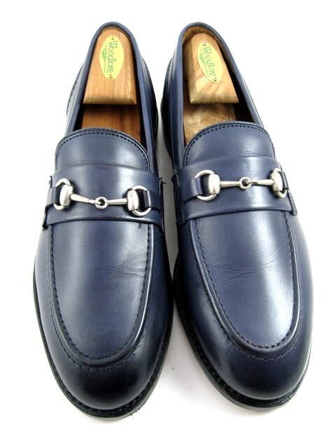 Allen Edmonds Randolph Navy Leather Penny Loafers Size 8 E Left D Right 589N