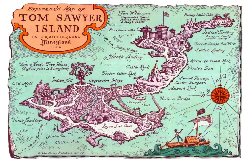 Disneyland Tom Sawyers Island Frontierland Map Print Poster MATTE 13x19