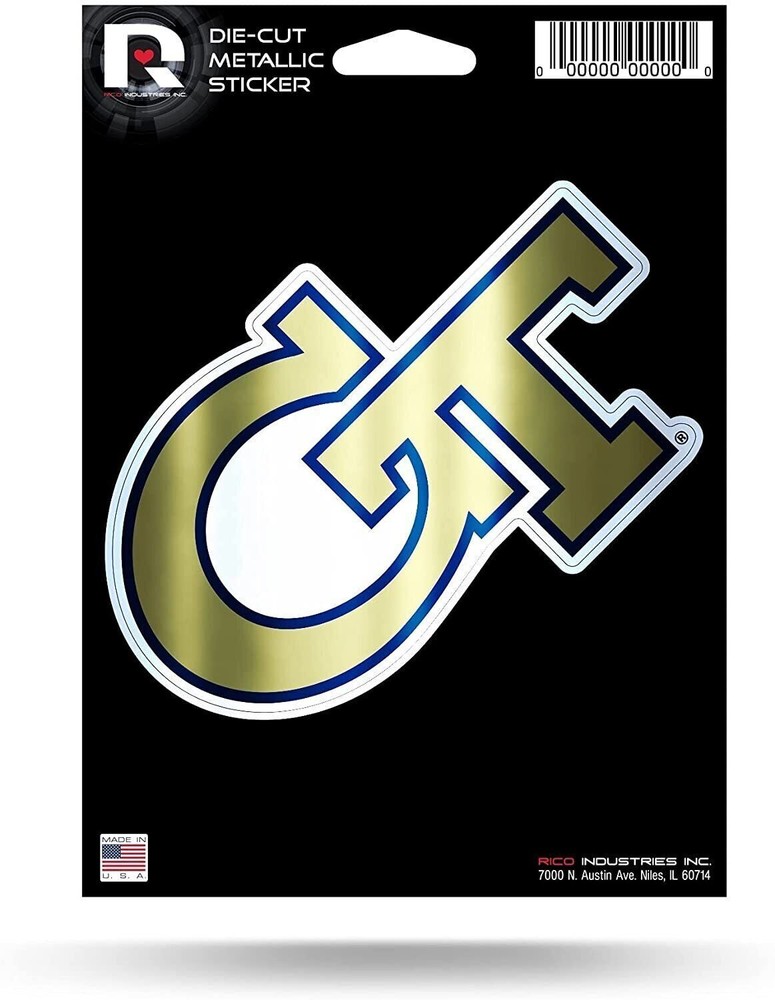 Georgia Tech University Yellow Jackets 5 Inch Sticker Decal Metallic Shimmer...