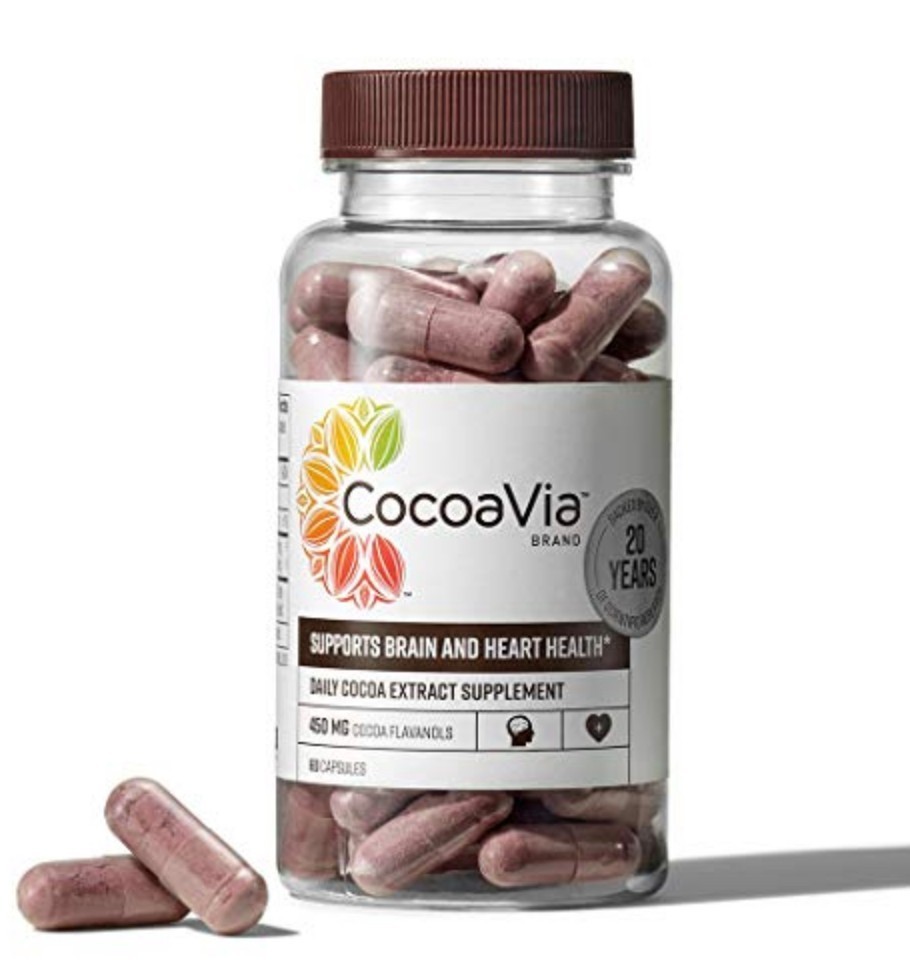 CocoaVia Heart & Brain Supplement, 60 Day, 450 mg Cocoa Flavanols, Memory & Circ