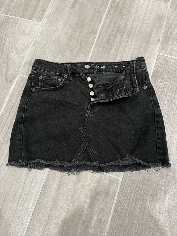 American Eagle Womens Size 2 Black High-Rise Mini Jean Skirt