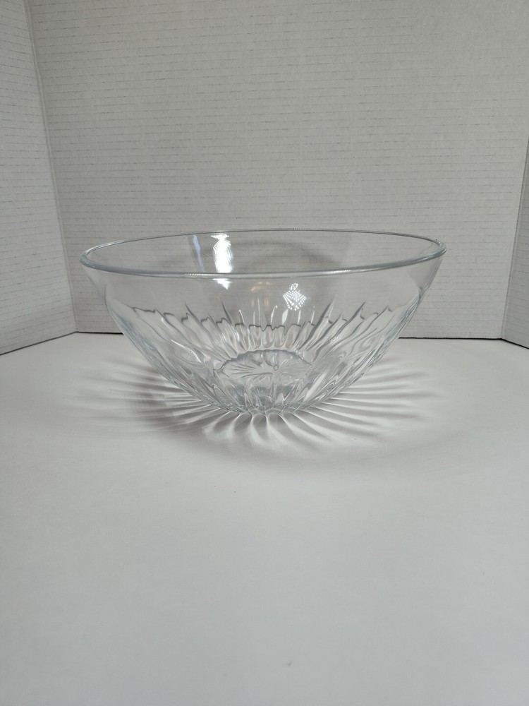 Glass  Flutes Clear Fruit Bowl 10” Wide 4 1/2” Tall