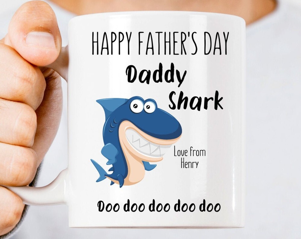 Personalized Daddy Shark Coffee Mug for Father's Day - Funny Gift