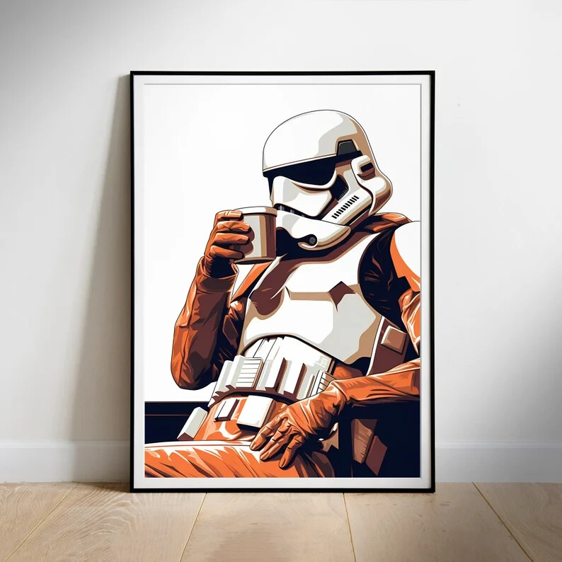 Star Wars Stormtrooper Coffee Fan Art Movie Poster Print