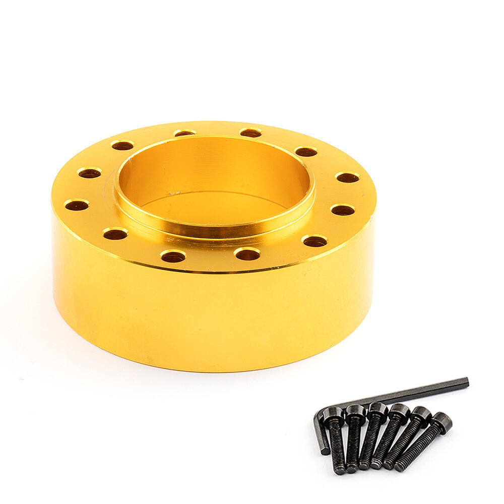 Universal 30mm Steering Wheel Pad Spacer Hub Adapter Gasket With 6 Bolts Gold