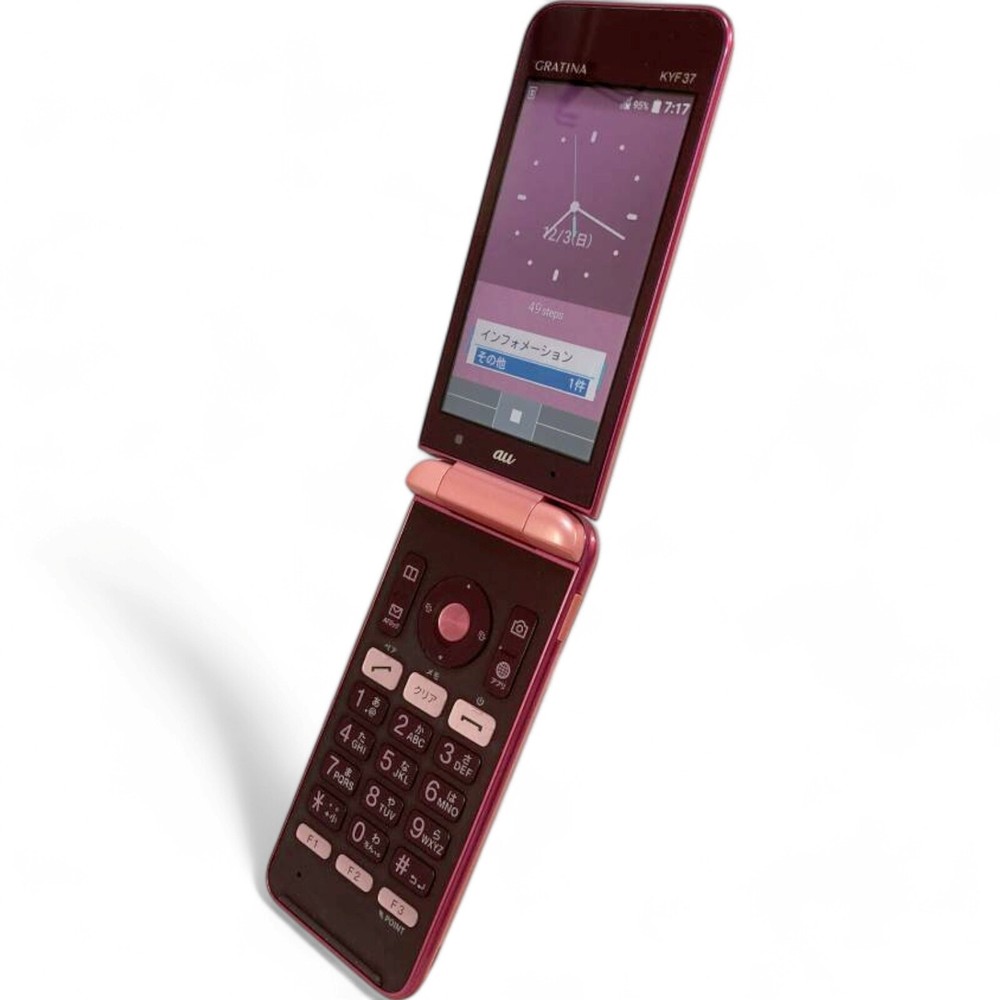 KYOCERA GRATINA KYF37 Pink Android Flip Phone SIM Unlocked SIM Free