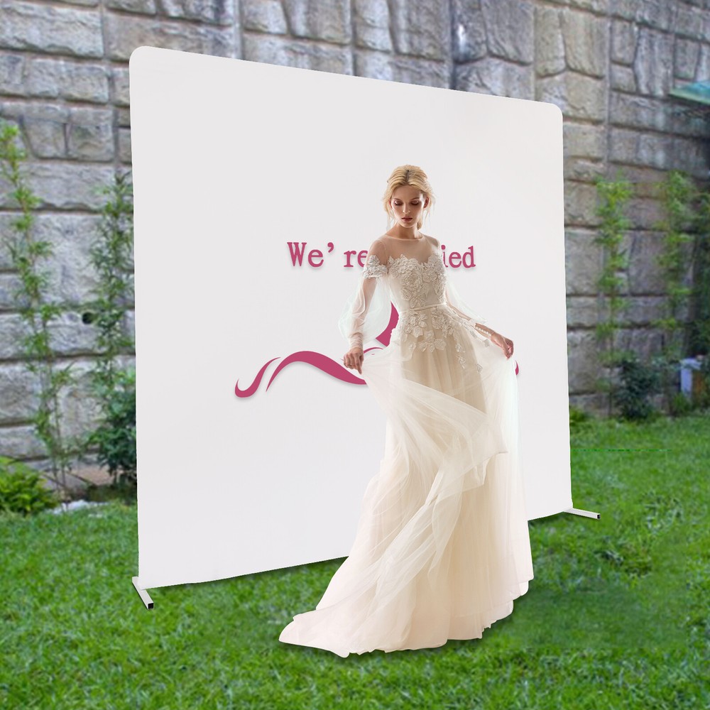 Elegant White Square Wedding Arch Stand with Balloon Frame & Fabric Cover  