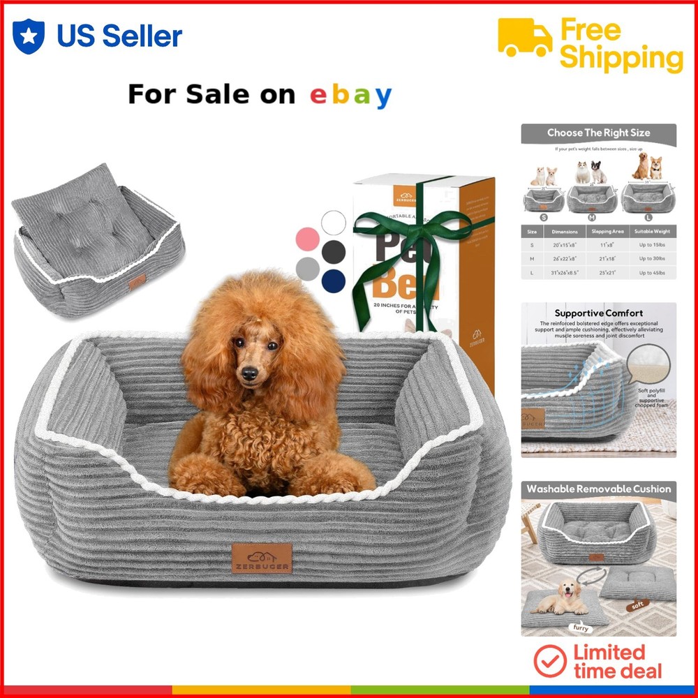 Rectangle Pet Bed Large Soft Washable Non-Slip Indoor Outdoor Sofa Calming
