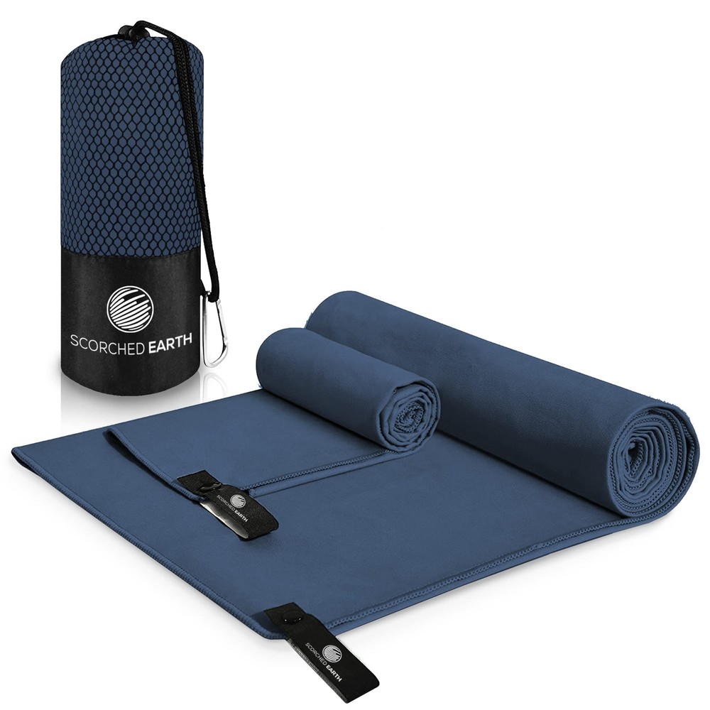 Microfiber Travel Sports Towel Set with Carrying Bag and Clip Quick Dry Lightweight