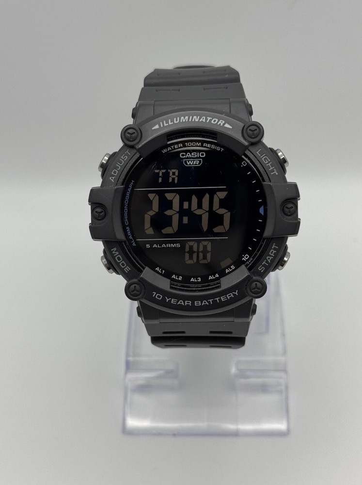 Casio Illuminator Digital Men's 50mm Round Black 3502 Day Date Wrist Watch
