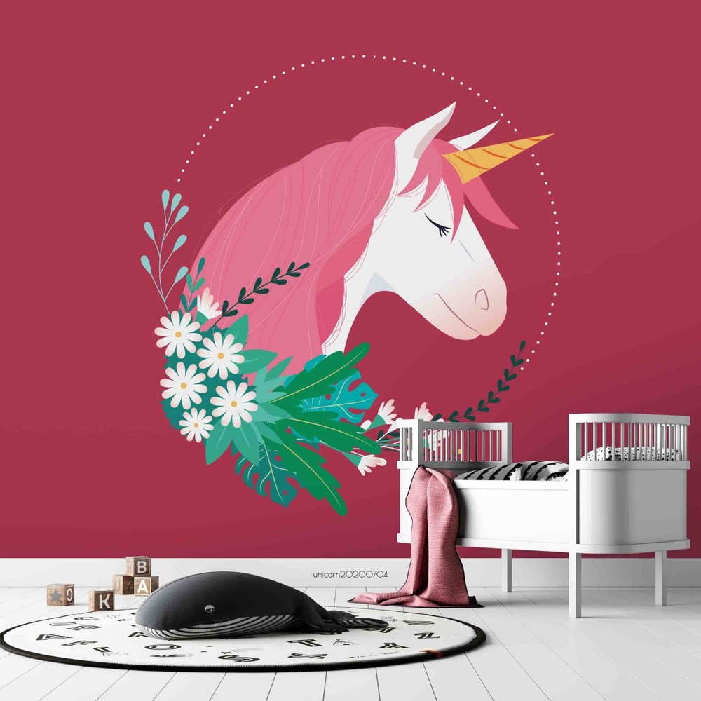 3D Unicorns Flowers Illustration Wall Murals Wallpaper Murals Wall Sticker 2