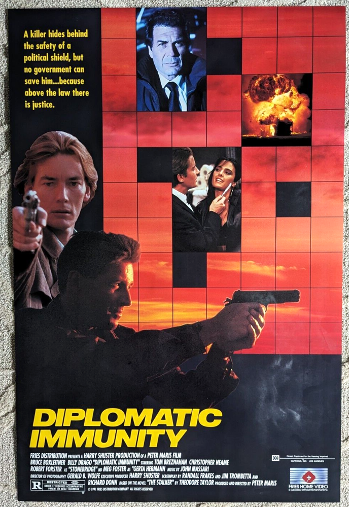 Diplomatic Immunity Home Video Movie Poster 1991 24X37 Rolled 1 Sheet