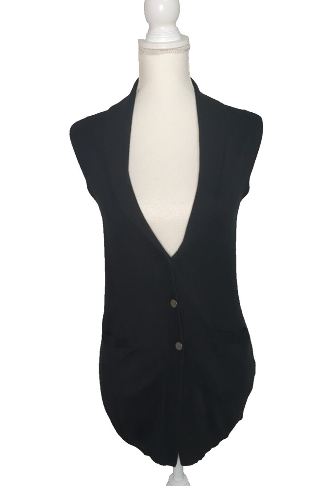 Banana Republic Women's Black Sleeveless Cardigan Vest Cotton Size XS