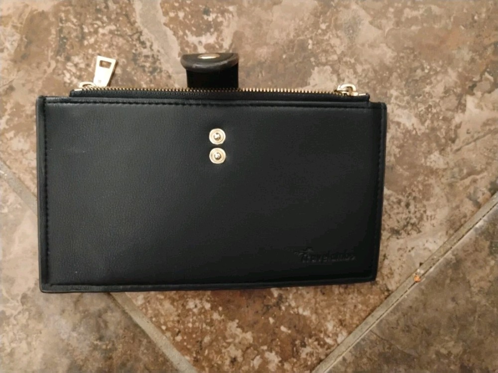 Travelambo Slim Wallet Safiano Brown Zipper Compartments ID Credit Cards