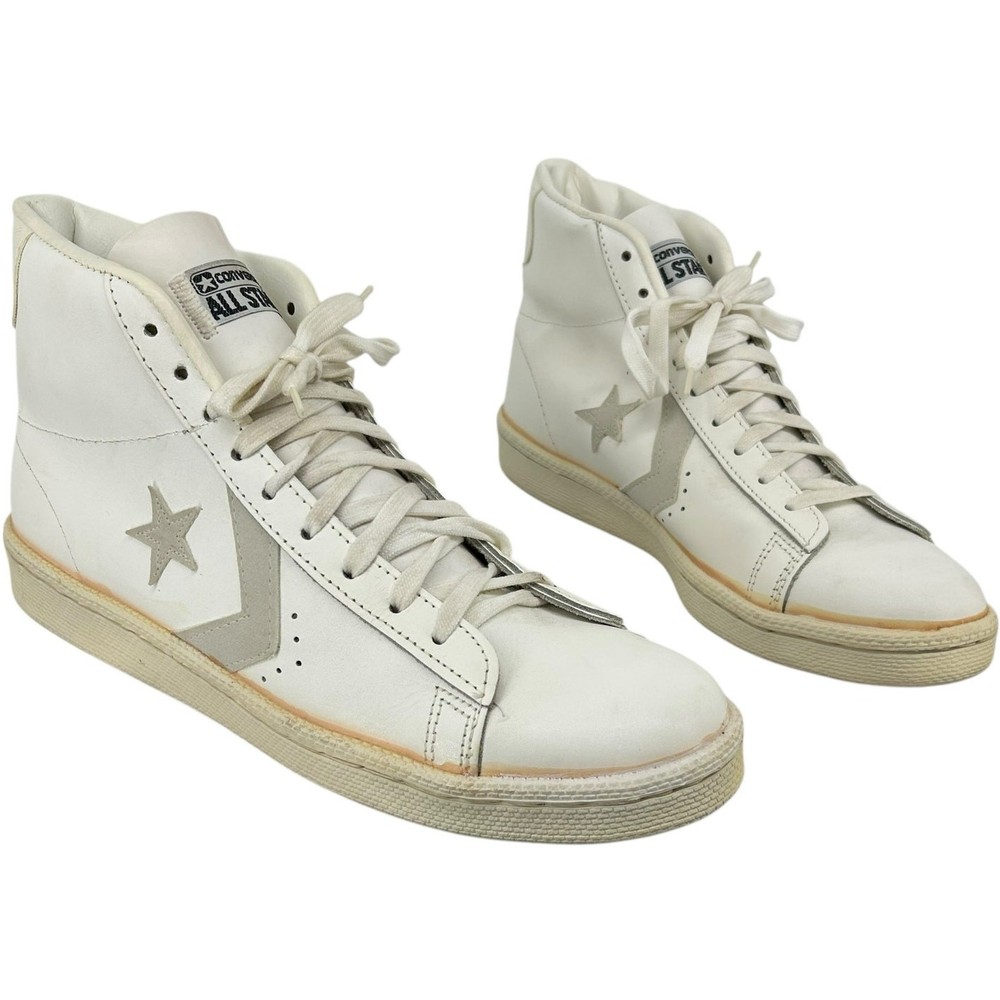 VTG 80s Mens White Converse All Star Dr J Basketball High Top Leather Shoes 10.5