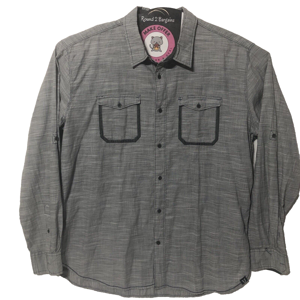 Quilted Gray Giraffe Button-Up Shirt for Men 2XL 100% Cotton Long Sleeve