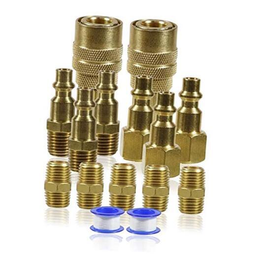 Air Tool Fittings; 1/4 Inch NPT Air Compressor Quick Connect Air Fittings; 15