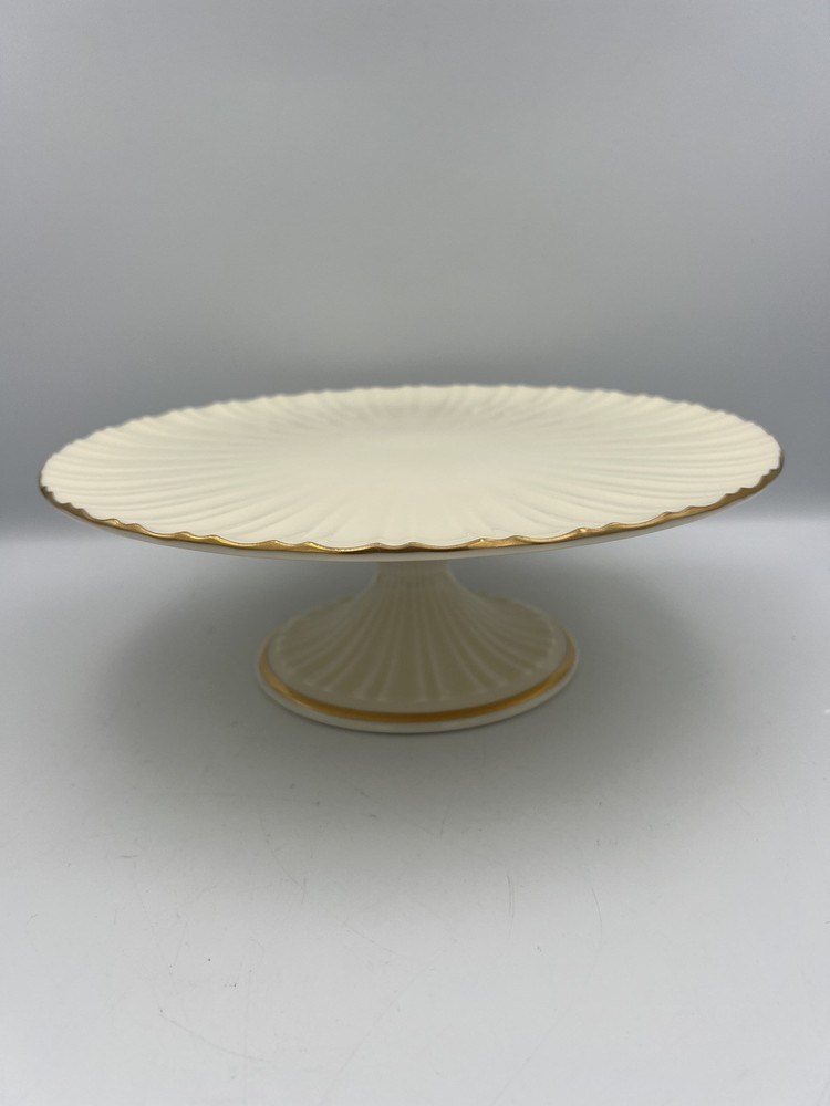 Vintage LENOX Gold-Trimmed Fluted Pedestal Cake Stand