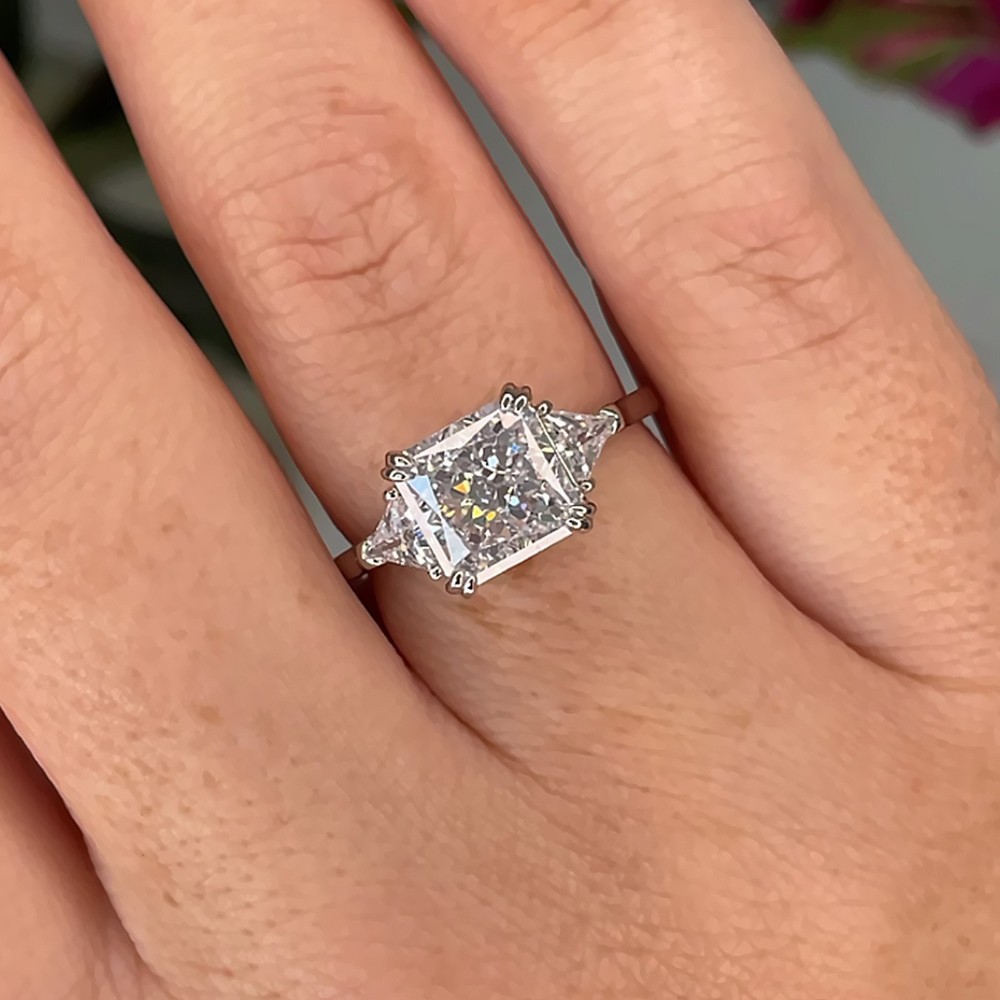 Bridal Diamond Ring 14k White Gold Lab Grown 2.40 Ct IGI E F  VVS2 Princess Cut