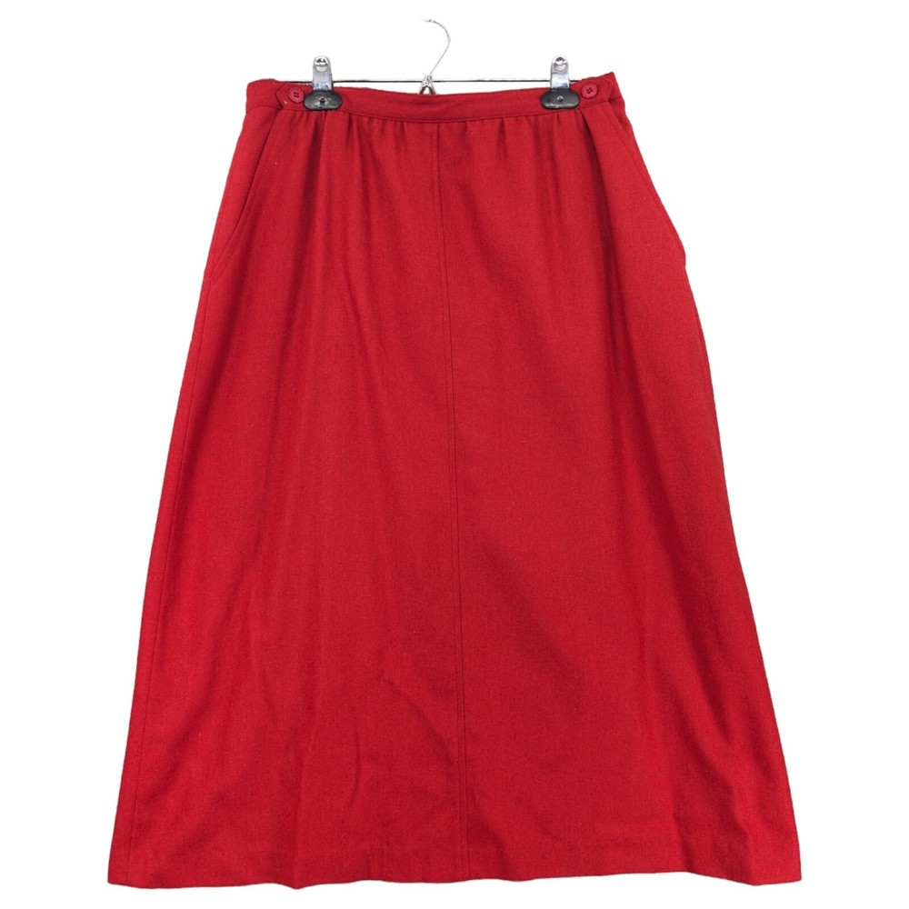 Leslie Fay Sportswear A-Line Skirt Women Size 16 Red Lined Wool Blend Pockets