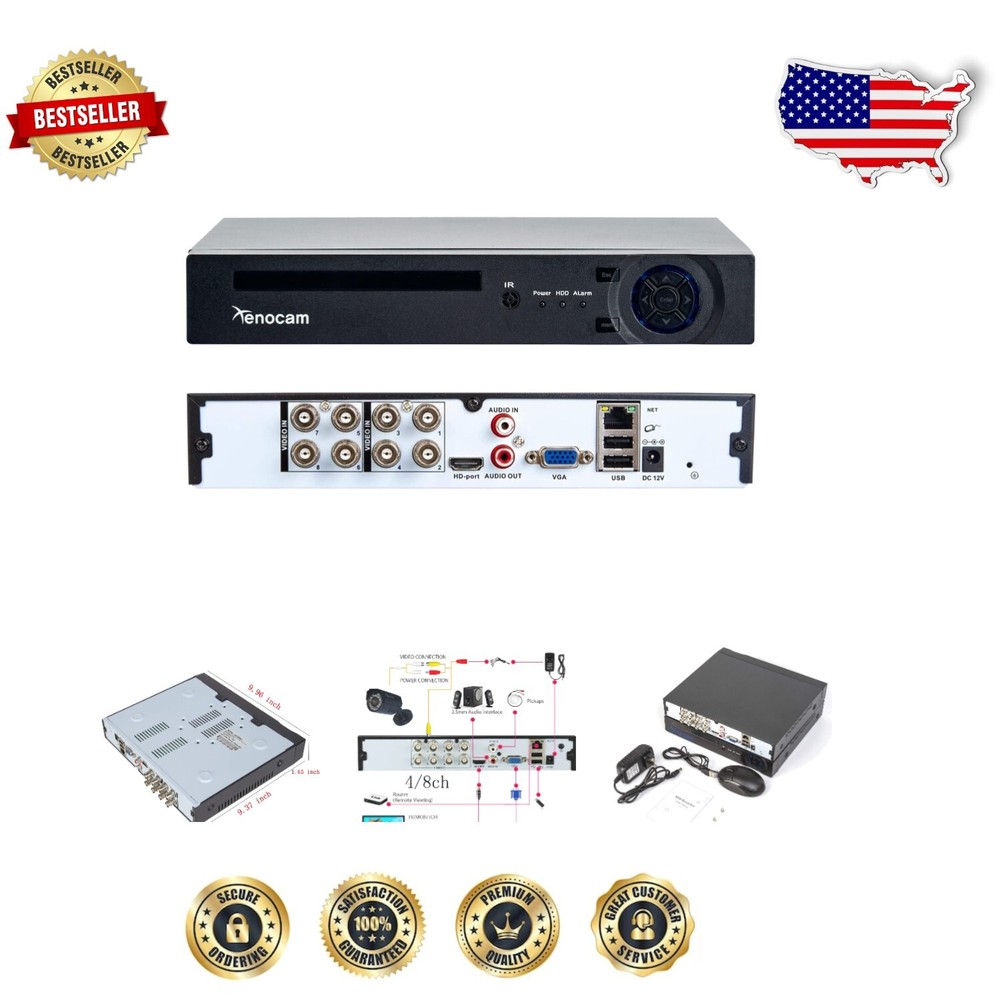 8CH 5-in-1 AHD DVR with 1080P HD, USB Backup, and Mobile Alert Notifications