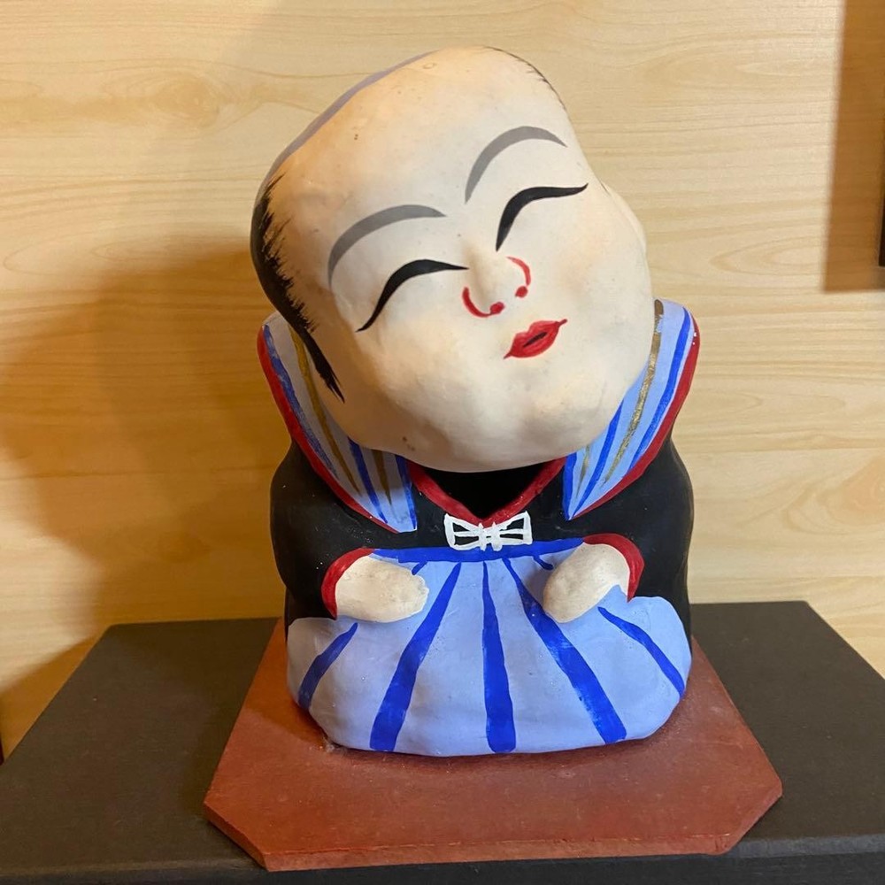 Aizu Hariko Fukusuke Doll 16cm Japan Folk Art Handcrafted Shop Display