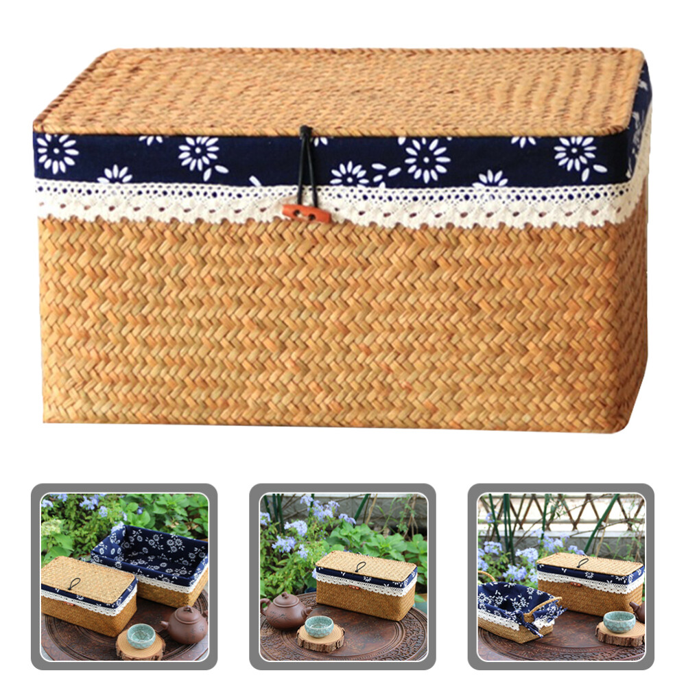 Storage Basket Yoga Mat Woven with Lid Environmental Safety Book Organizing