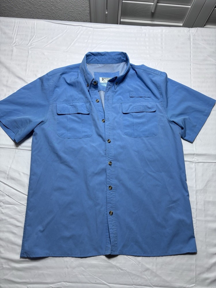 SPORTSMAN’s Warehouse Men’s Fishing Gear Vented Short Sleeve Shirt Blue Large