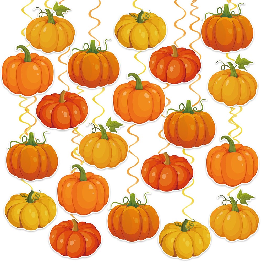 40Pcs Fall Pumpkin Hanging Swirls, Pumpkin Swirls Decoration Pumpkin Cutouts ...