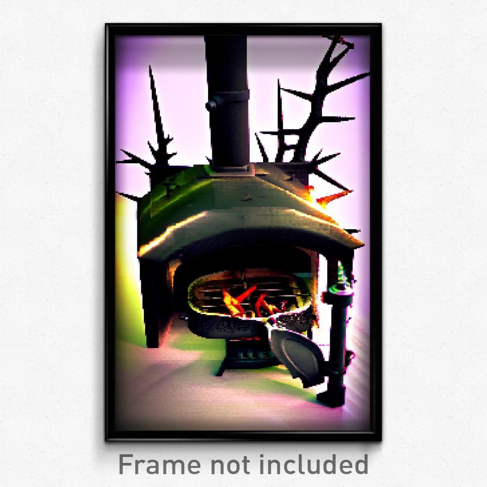 8 Bit Pixel Art Poster - Thorny Stove Psychedelic Trippy Video Game Print