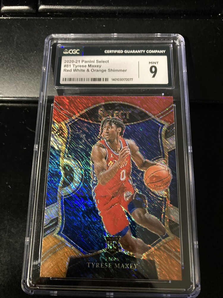 2020-21 SELECT TYRESE MAXEY ROOKIE RED/WHITE/ORANGE SHIMMER GRADED CGC 9!💎💎