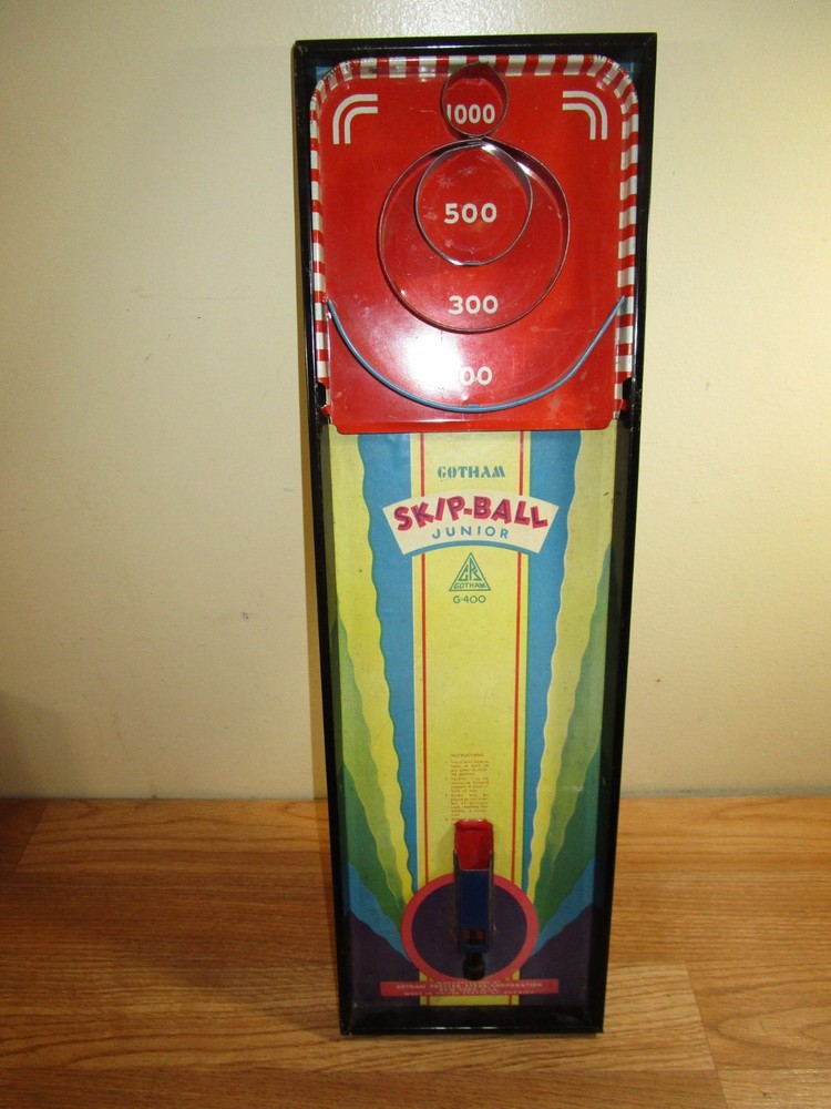 1940's Gotham SKIP-BALL JR Tabletop Marble Action Game  G-400 Pressed Steel USA