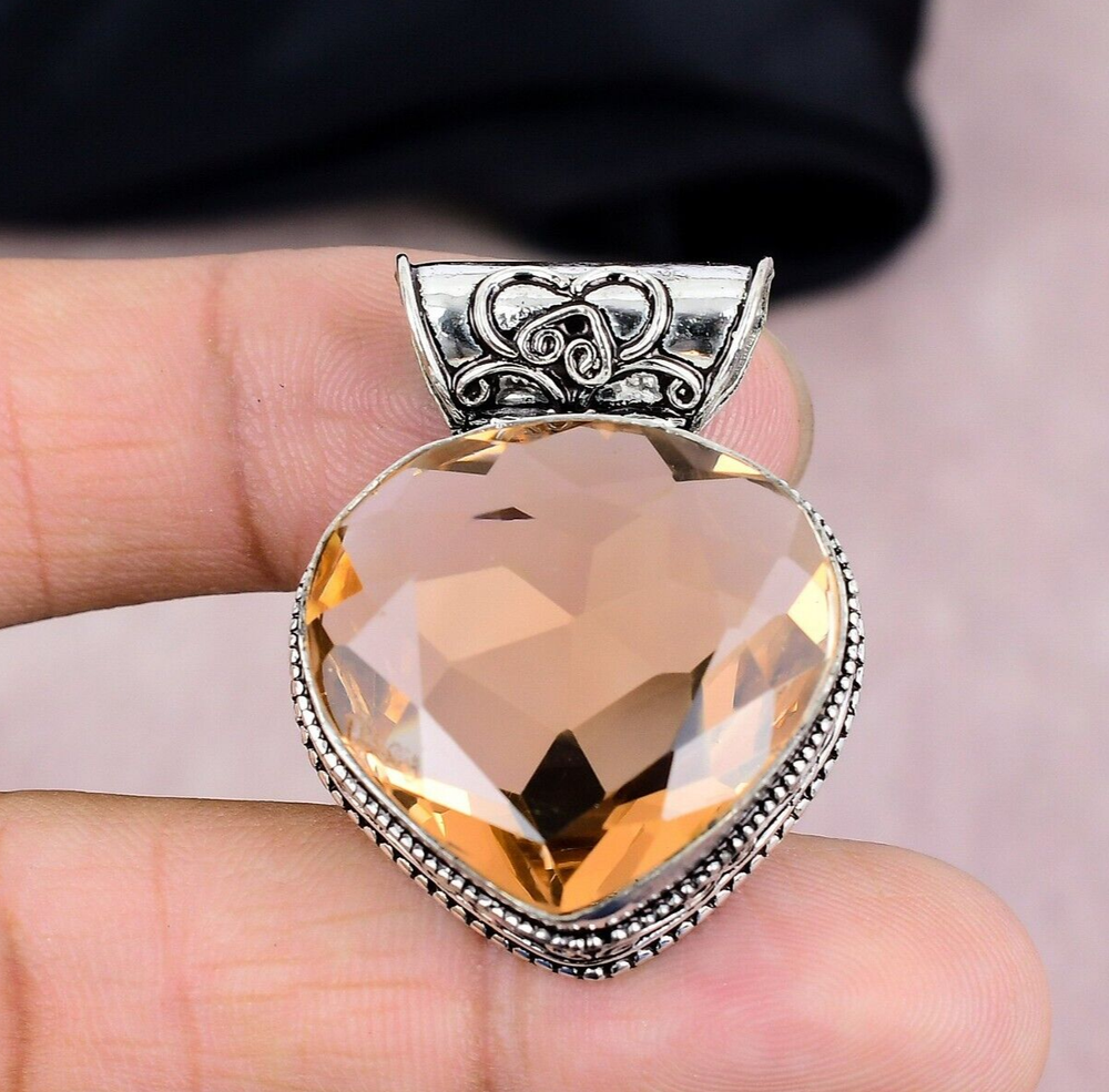 Citrine Gemstone Pendant in 925 Sterling Silver Handmade Jewelry Gift for Parties