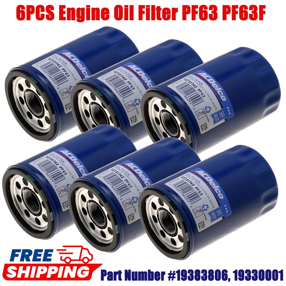 Genuine GM ACDelco Engine Oil Filter PF63 PF63F - 6 Pack