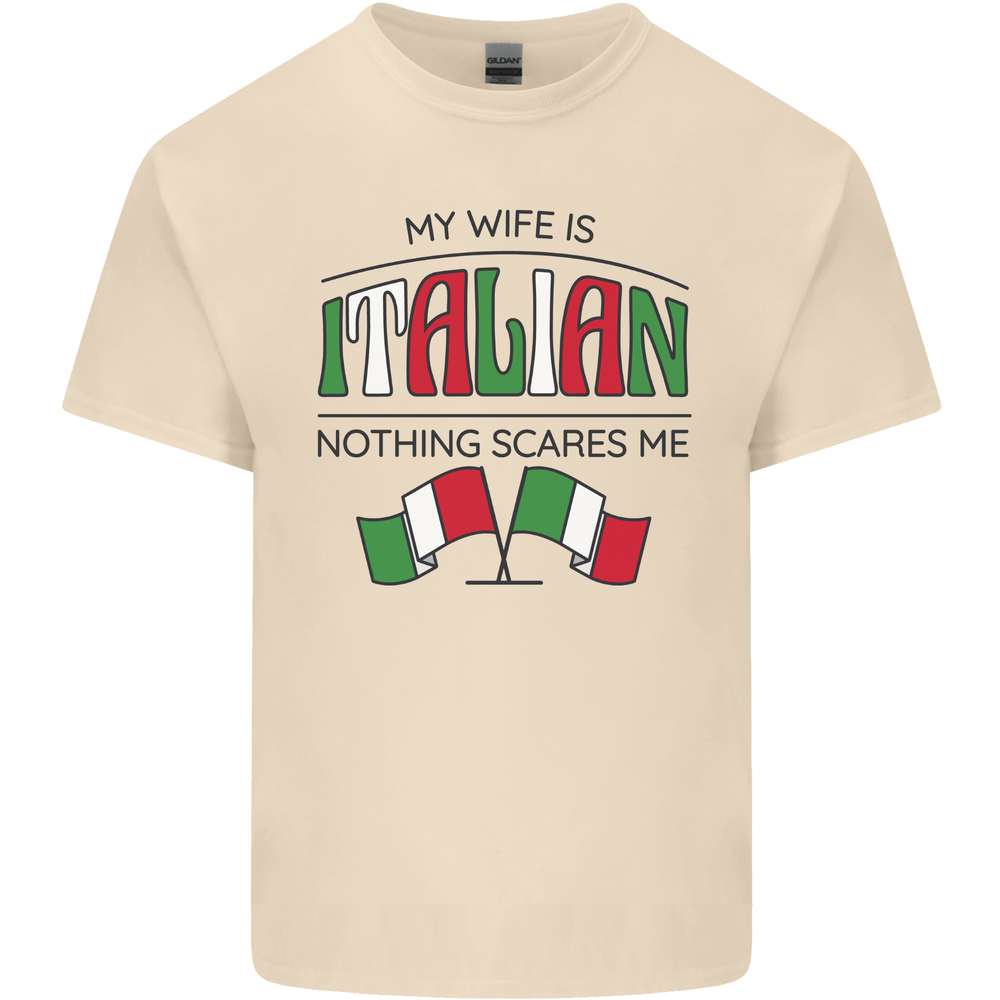 Italian Wife Nothing Scares Me Funny Italy Mens Cotton T-Shirt Tee Top