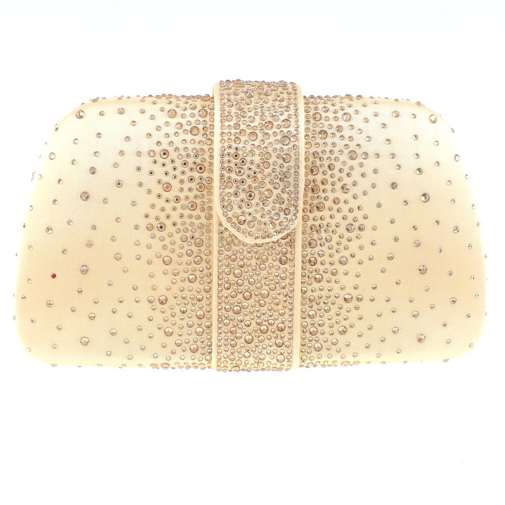 Metal Frame Satin Clutch Evening Bag With Rhinestone BZY200-GLD